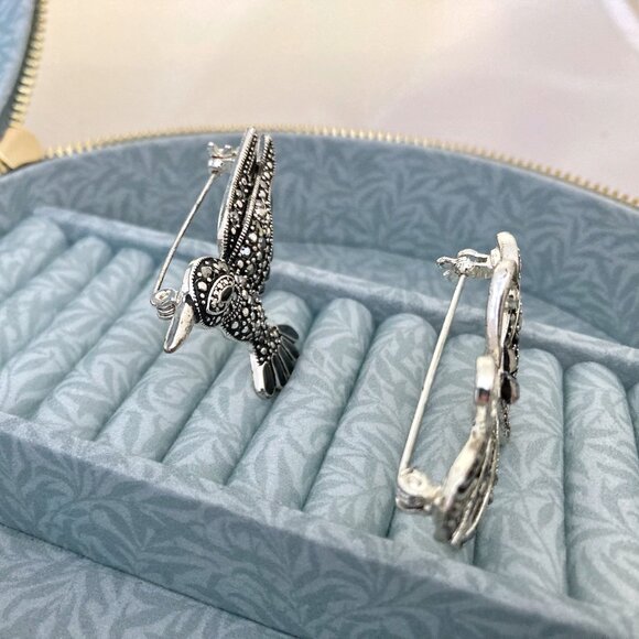 Silver Tone and Black Hummingbird and Dragonfly Brooches - Picture 5 of 5